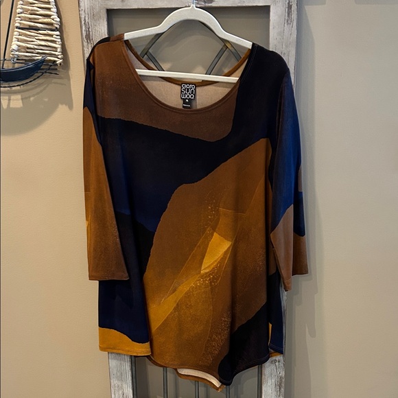 CLARA SUNWOO Tops - CLARA SUNWOO Abstract Brown and Blue Top
